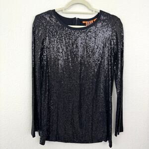 Tory Burch Womens Tunic Top Blouse Size 8 Sequin Silk Party Formal Black